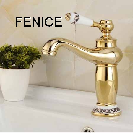 Gold brass basin faucet