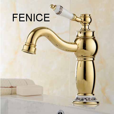 Gold brass basin faucet