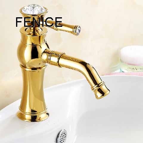 Gold brass basin faucet