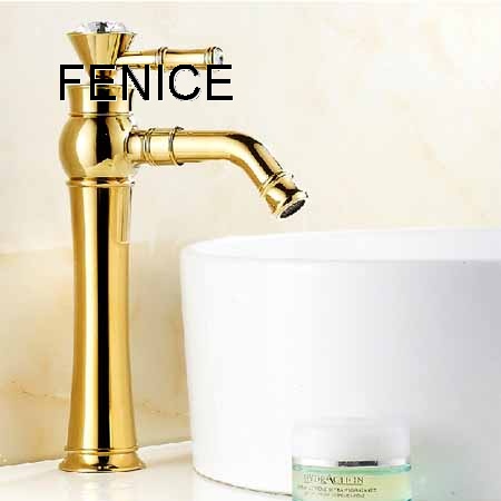 Gold brass basin faucet