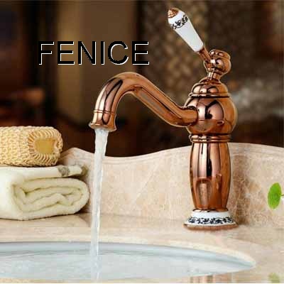 Gold brass basin faucet