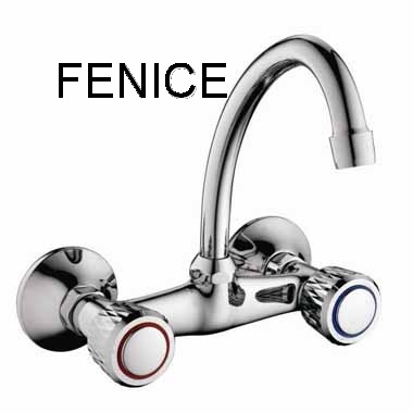 Double lever wall-mounted kitchen mixer